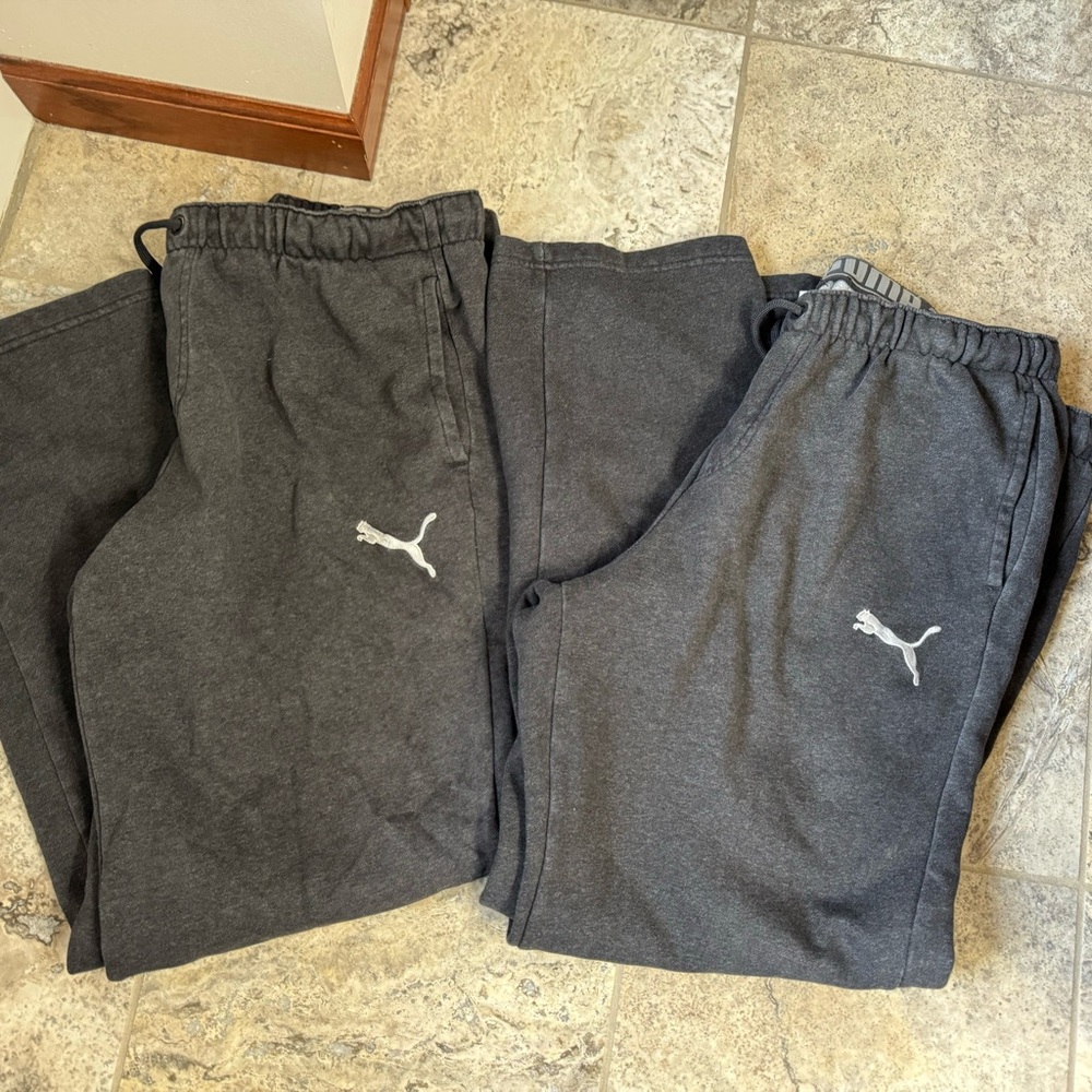 MENS 2 Pair XL Puma Gray Sweatpants - Picture 3 of 6
